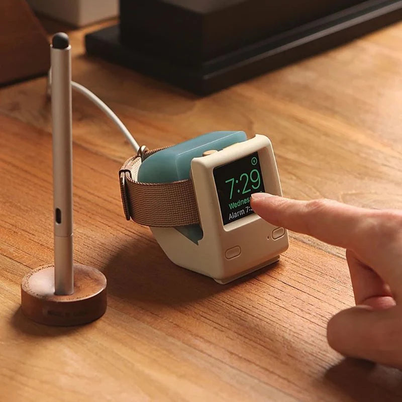 Smartwatch Charging Stand Silicone Retro Computer Design Compact & Portable