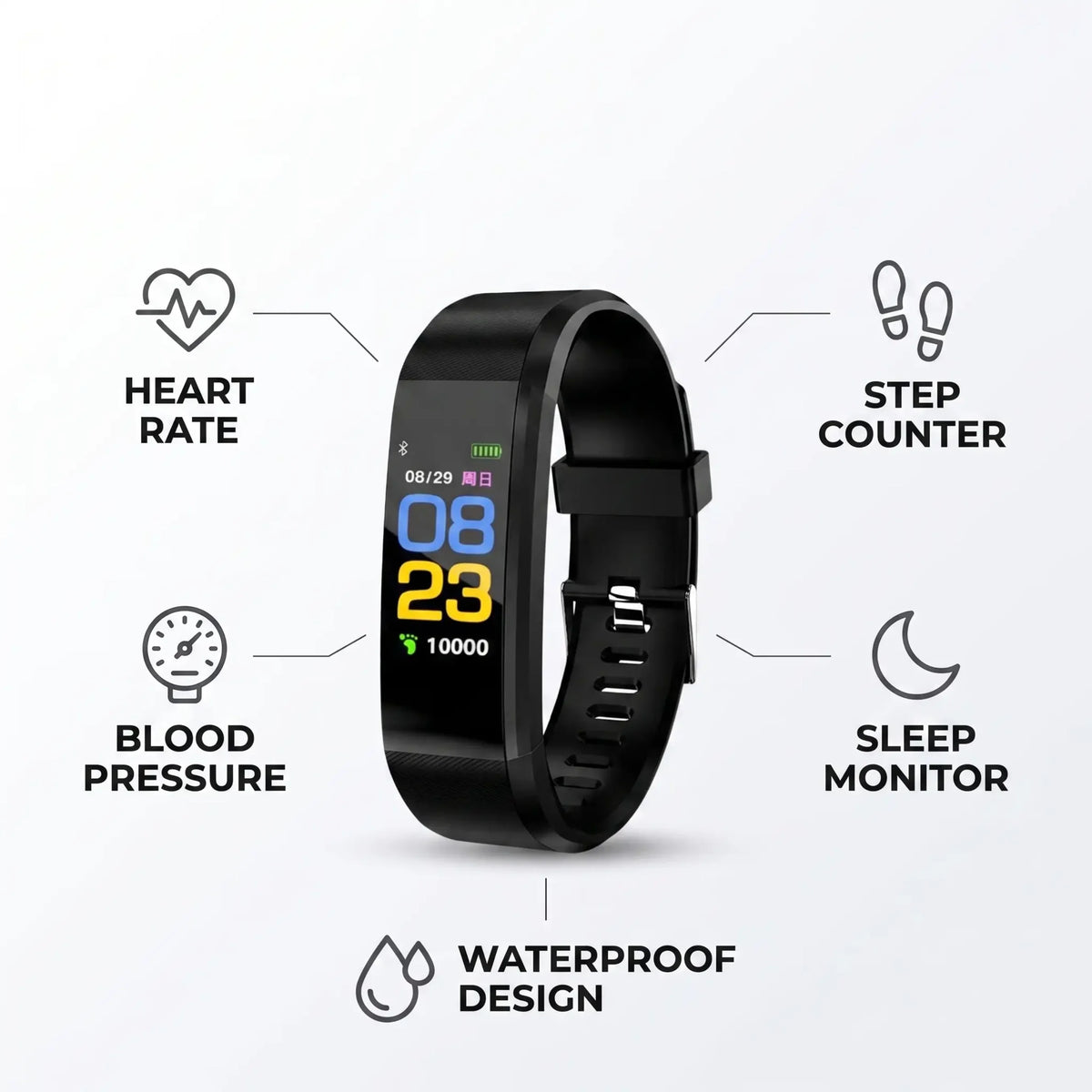 Smartwatch Heart Rate & Blood Pressure Sleep Tracking
