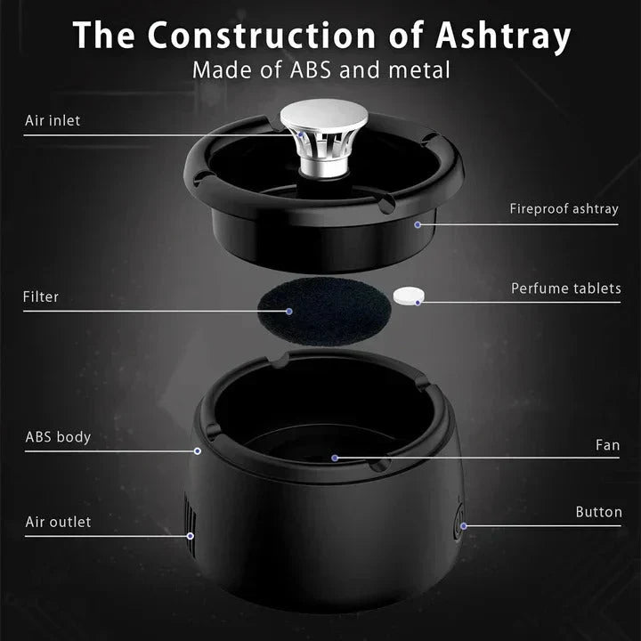 Smokeless Ashtray Activated Carbon Filter Rechargeable 5-Hour Battery