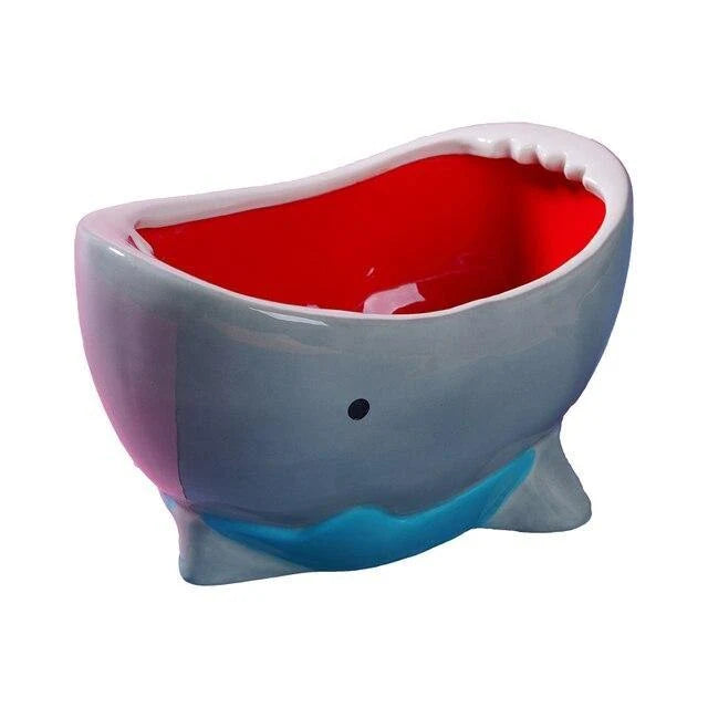 Snack Bowl Ceramic Shark Jaw Design 20 Oz Capacity