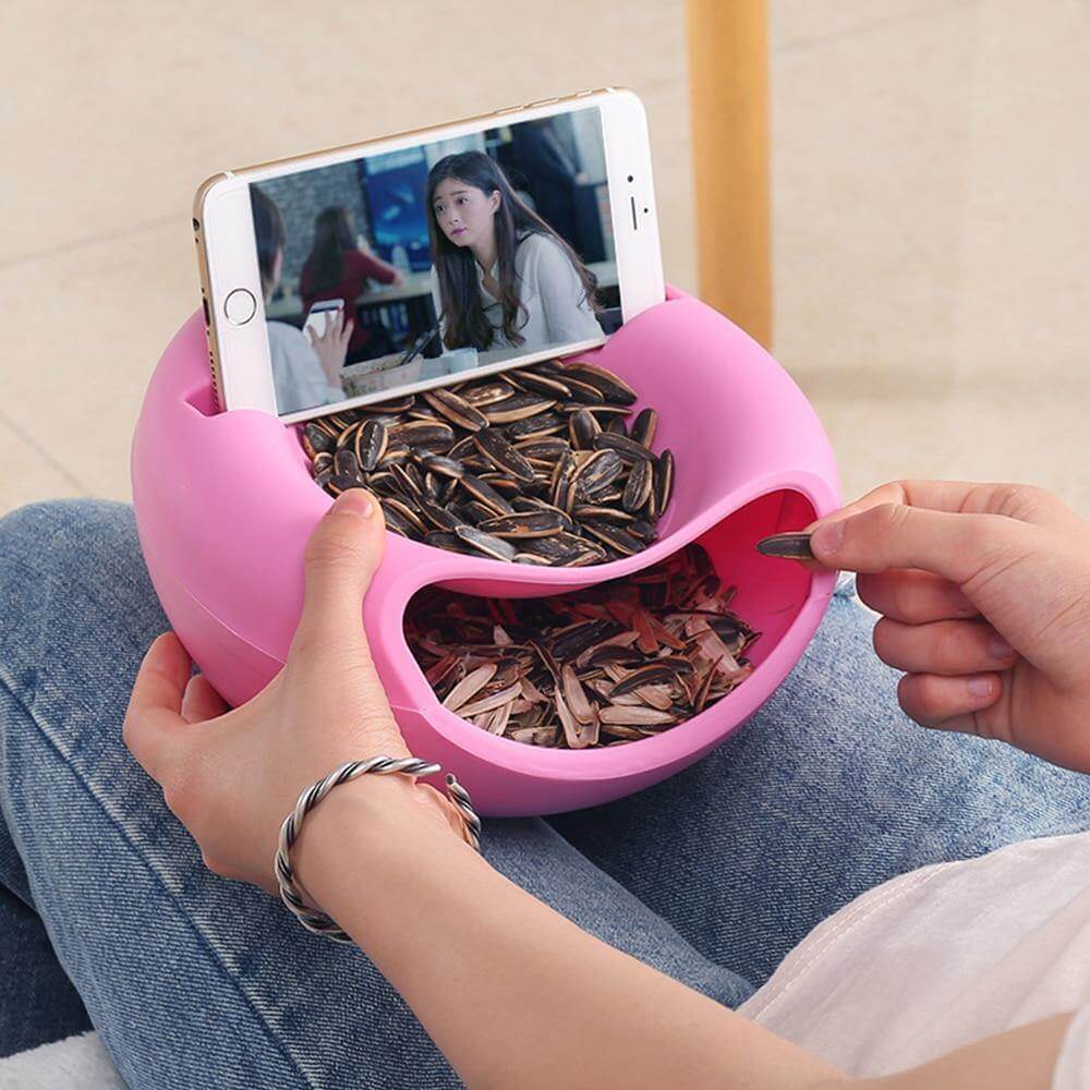 Snack Bowl Two-Tier with Phone Holder