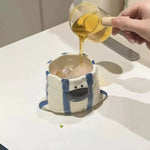 Snack Cup Ceramic Puppy Design Built-In Chopstick Holder