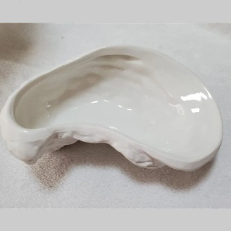 Snack Plate Ceramic Oyster Shell Shape Textured Design