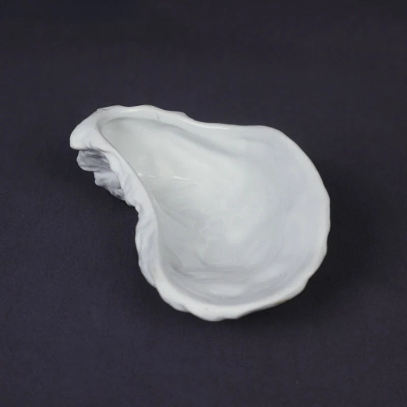 Snack Plate Ceramic Oyster Shell Shape Textured Design