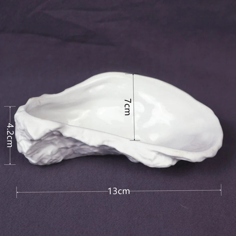 Snack Plate Ceramic Oyster Shell Shape Textured Design