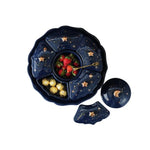 Snack Plate Rotating Ceramic 5 Compartments Star Pattern