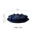 Snack Plate Rotating Ceramic 5 Compartments Star Pattern