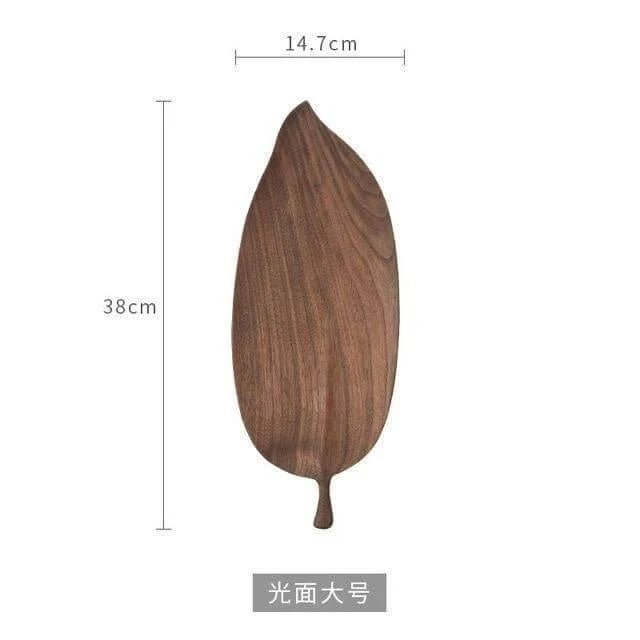Snack Tray Solid Walnut Leaf-Shaped
