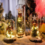 Snow Globe Christmas LED-Lit Glass Dome Wooden Base
