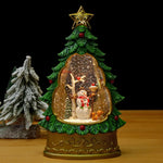Snow Globe Christmas Tree Shape Glitter Swirl Battery Free