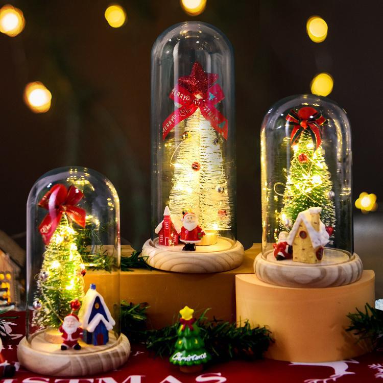 Snow Globe LED Illuminated Glass Dome & Wooden Base