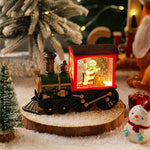 Snow Globe Lamp Glass Dome Warm LED Wooden Base