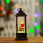 Snow Globe Lamp Glass Dome Warm LED Wooden Base