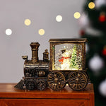 Snow Globe Lamp Glass Dome Warm LED Wooden Base