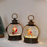 Snow Globe Lamp Glass Dome Warm LED Wooden Base