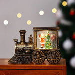 Snow Globe Lamp Glass Dome Warm LED Wooden Base