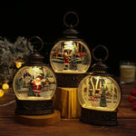 Snow Globe Lamp Glass Dome Warm LED Wooden Base
