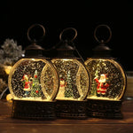 Snow Globe Lamp Glass Dome Warm LED Wooden Base