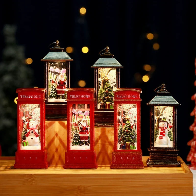 Snow Globe Lantern LED Lights & Shimmering Snow