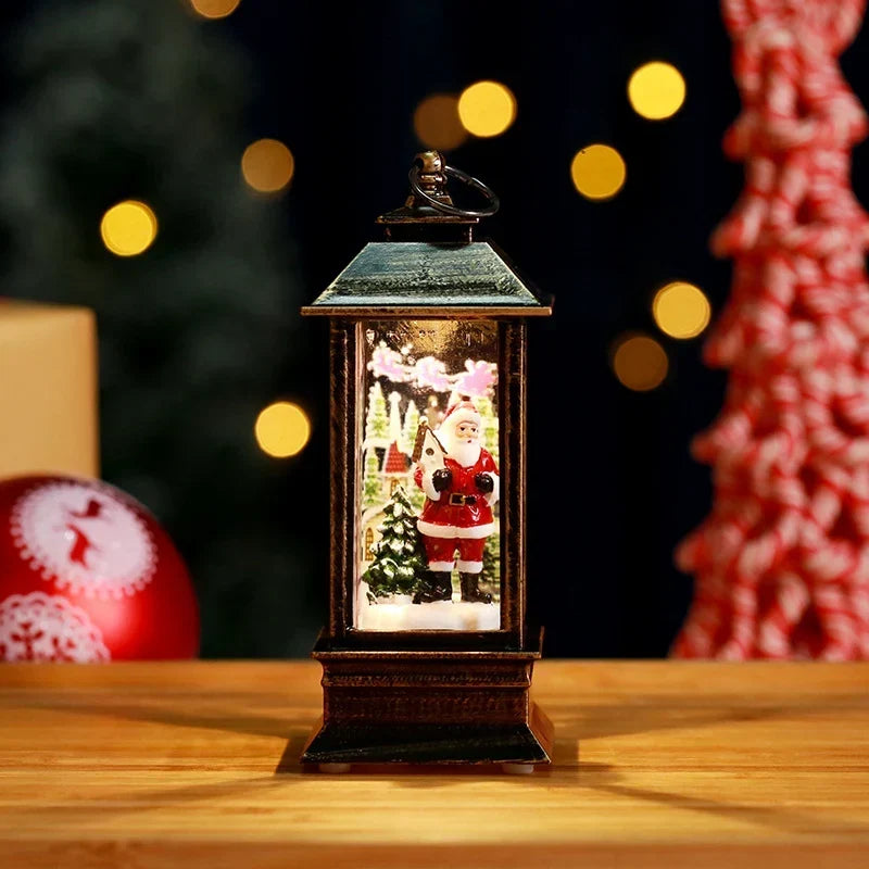 Snow Globe Lantern LED Lights & Shimmering Snow