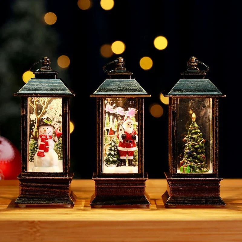 Snow Globe Lantern LED Lights & Shimmering Snow