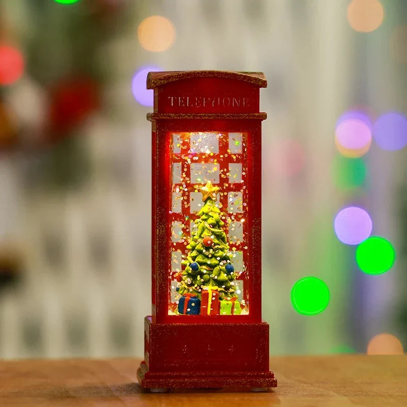 Snow Globe Lantern LED Lights & Shimmering Snow