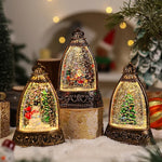 Snow Globe Lantern Snowman Scene & LED Lighting