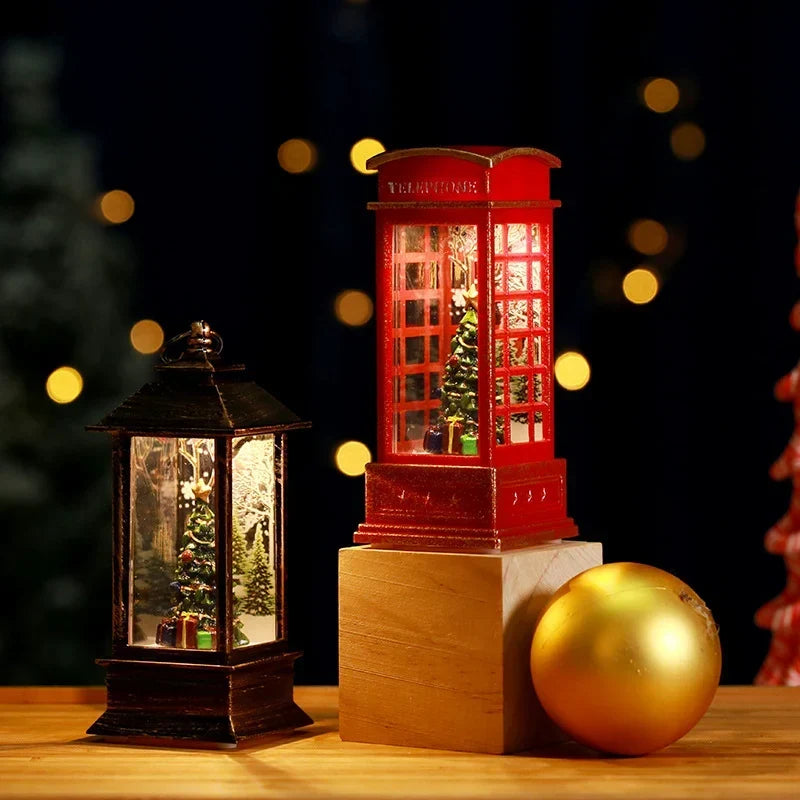 Snow Globe Lantern Sparkling Snow Effect & Warm Light