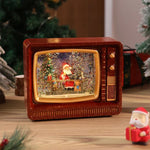Snow Globe Retro Television Santa & Reindeer