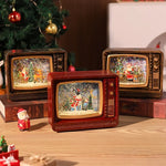 Snow Globe Retro Television Santa & Reindeer