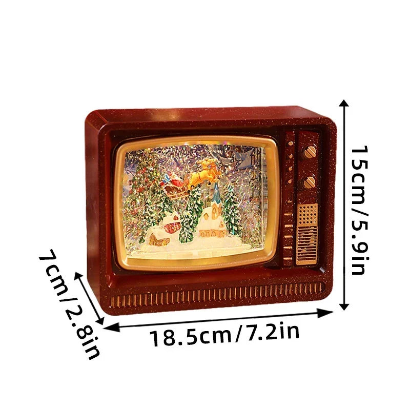 Snow Globe Retro Television Santa & Reindeer