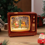 Snow Globe Retro Television Santa & Reindeer