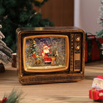 Snow Globe Retro Television Santa & Reindeer Scene