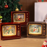 Snow Globe Retro Television Santa & Reindeer Scene