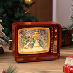 Snow Globe Retro Television Santa & Reindeer Scene