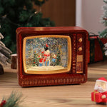 Snow Globe Retro Television Santa & Reindeer Scene