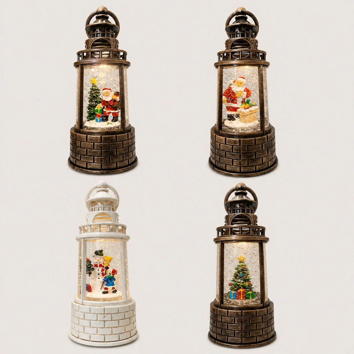 Snow Lantern Moving Snowman Scene & Warm LED Light