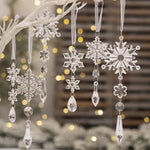 Snowflake Ornament Clear Plastic Hanging Loop Multiple Sizes