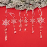 Snowflake Ornament Clear Plastic Hanging Loop Multiple Sizes