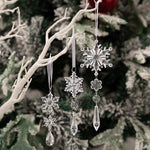 Snowflake Ornament Clear Plastic Hanging Loop Multiple Sizes