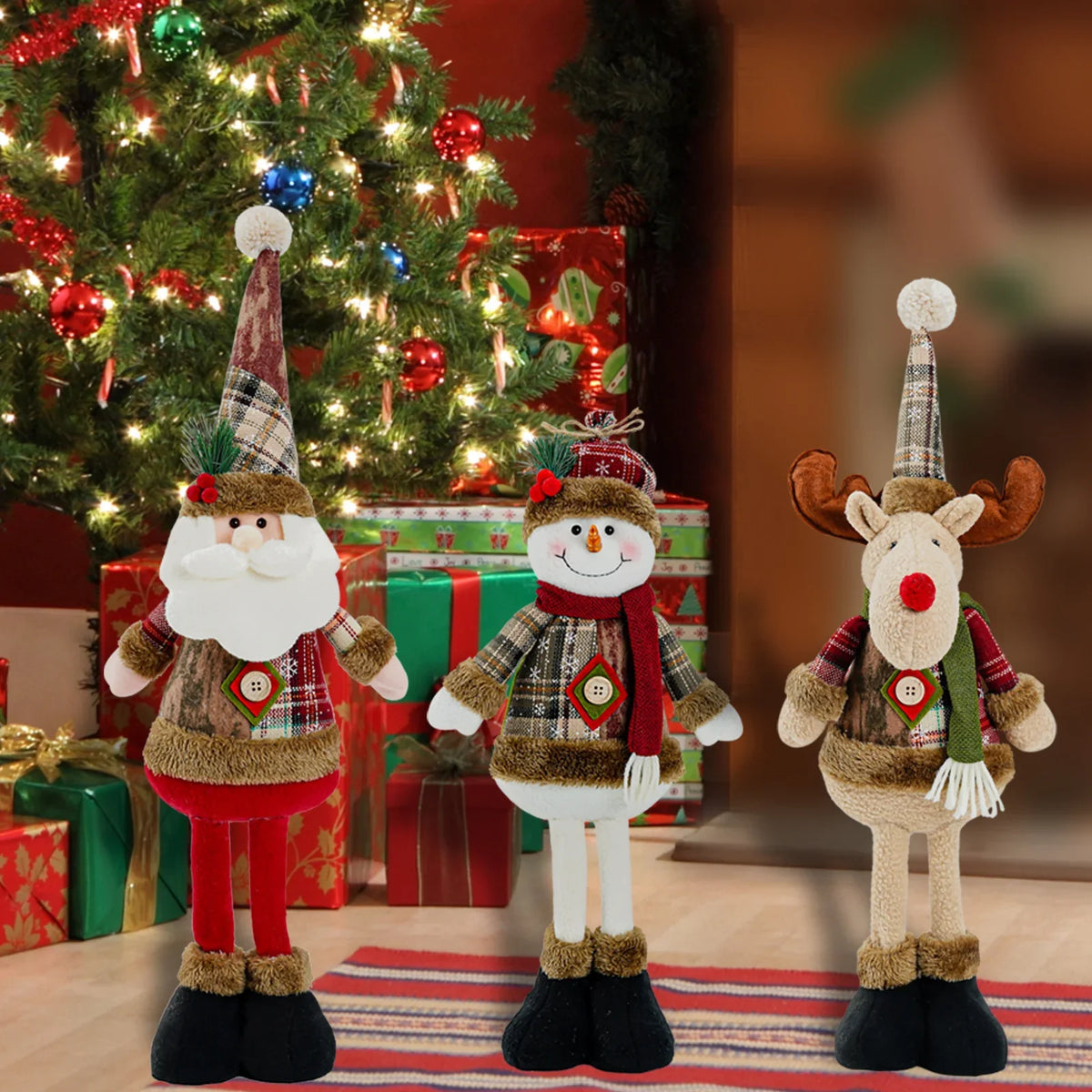 Snowman Figure Textile Body Sturdy Plastic Base