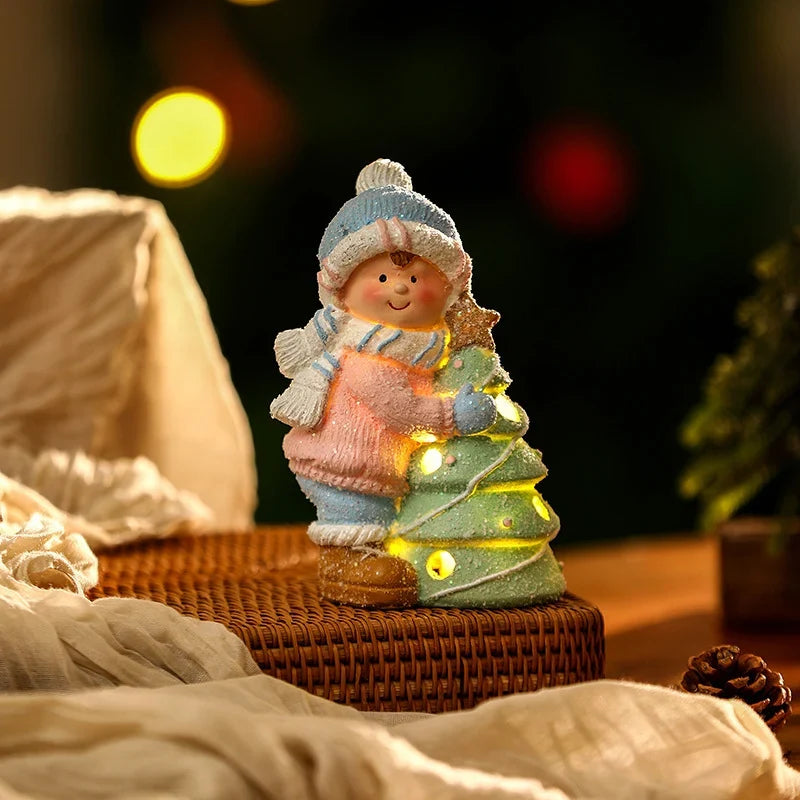 Snowman Figurine LED-Lit Shelf & Table Decor