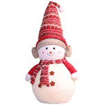 Snowman Figurine Plush Fabric Knitted Hat & Scarf