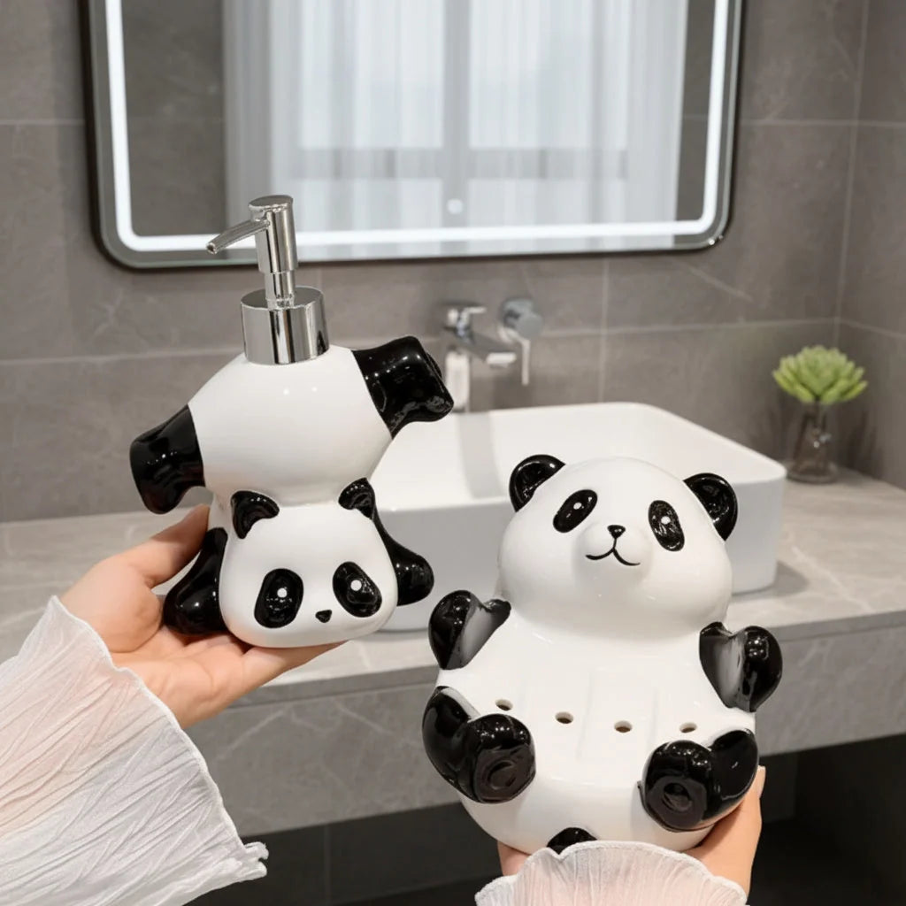 Soap Dispenser Ceramic Panda Design Pump-Top