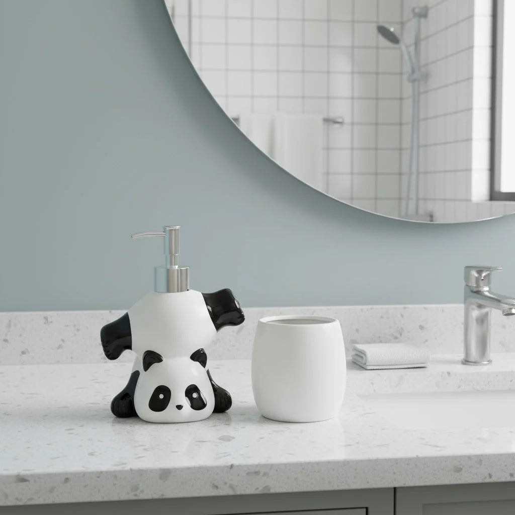 Soap Dispenser Ceramic Panda Design Pump-Top