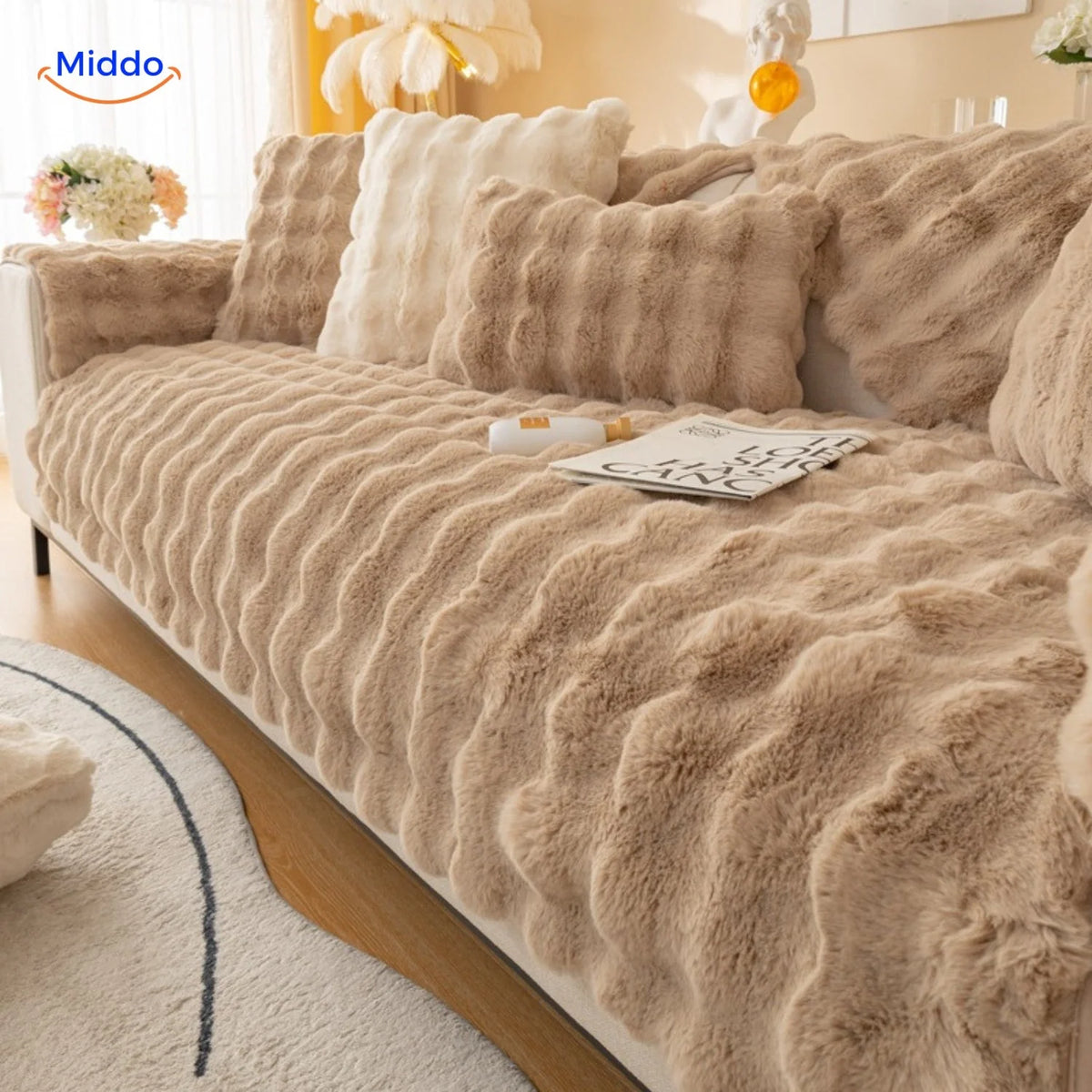 Sofa Cover Plush Non-Slip Scratch-Resistant Pet Protection
