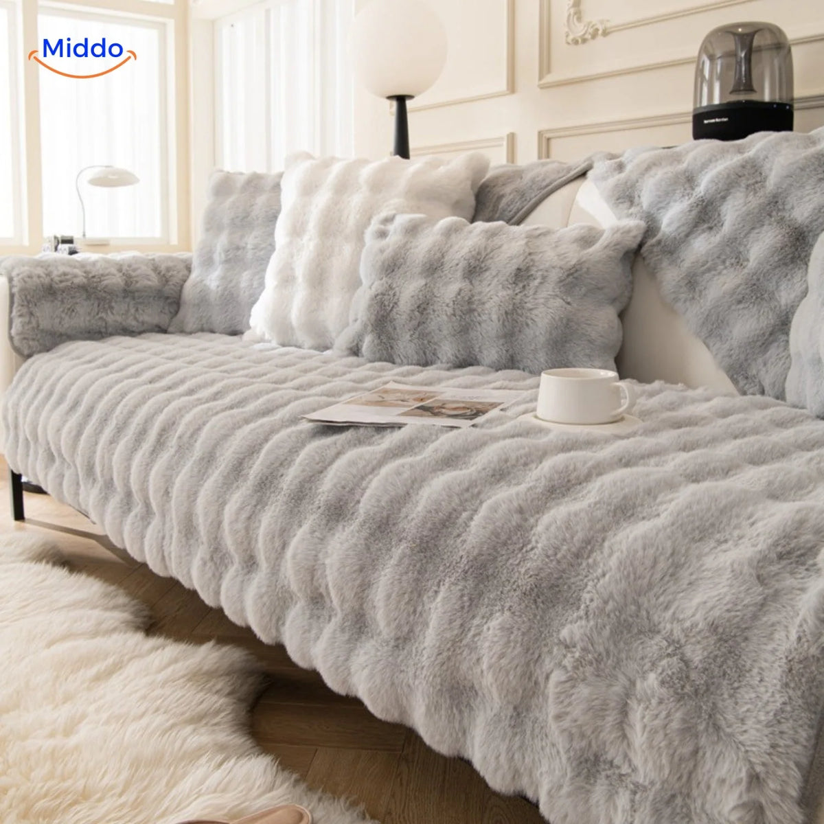 Sofa Cover Plush Non-Slip Scratch-Resistant Pet Protection