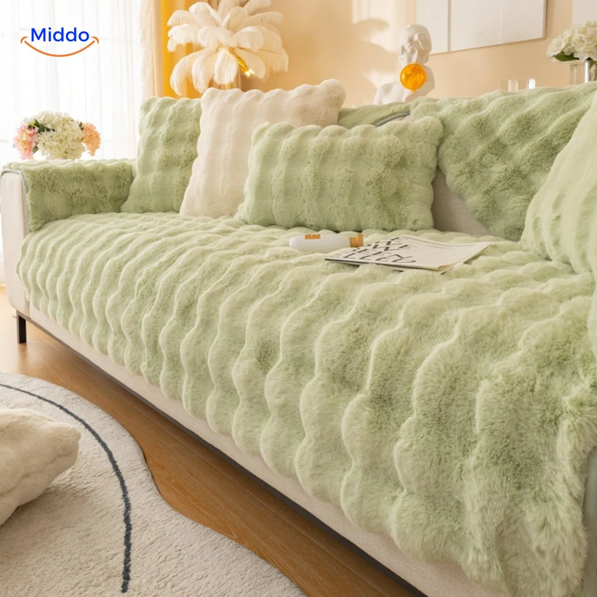 Sofa Cover Plush Non-Slip Scratch-Resistant Pet Protection