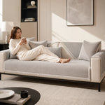 Sofa Cover Quilted Cotton-Linen Blend Non-Slip Backing