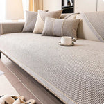 Sofa Cover Quilted Cotton-Linen Blend Non-Slip Backing